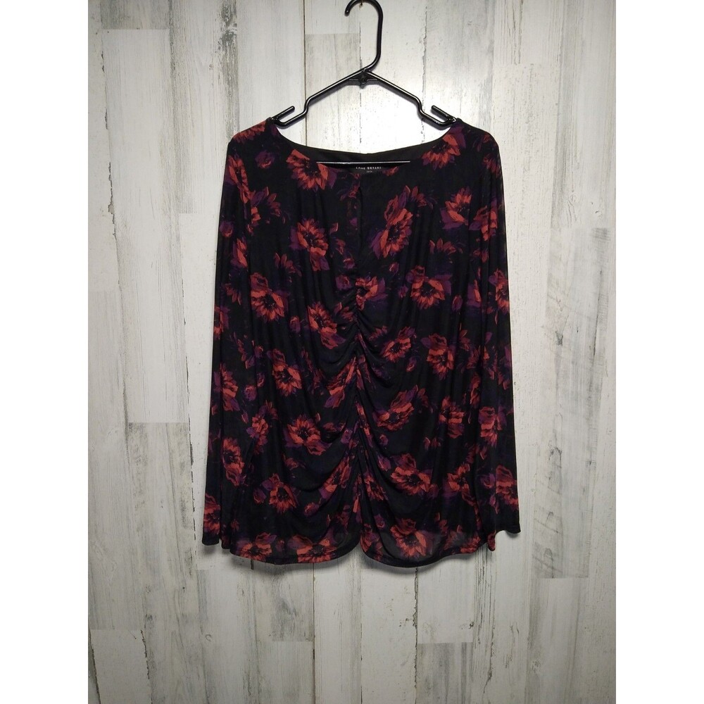NWT Lane Bryant 22/24 Black Sheer Sleeve Floral Top